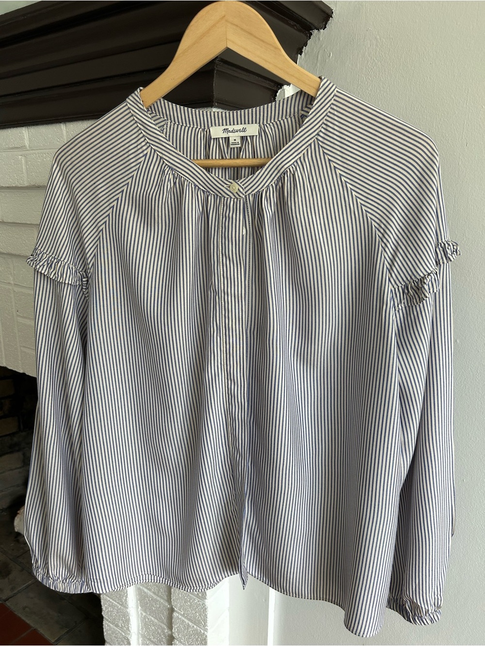 Madewell Striped Blue and White Button-Front Blouse